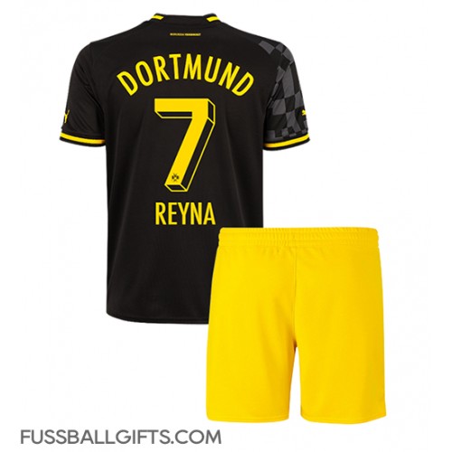 Borussia Dortmund Giovanni Reyna #7 Fußballbekleidung Auswärtstrikot Kinder 2022-23 Kurzarm (+ kurze hosen)